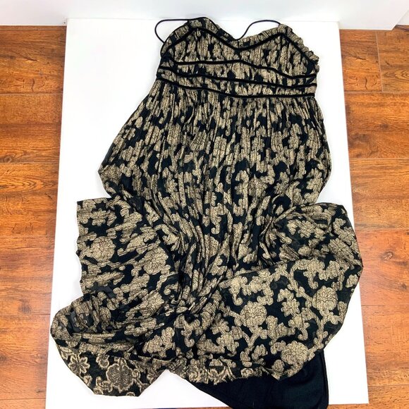 Free People Charlie Bustier Dress Black/Gold Metallic Combo Sz XS - Picture 13 of 16